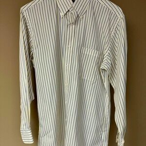 Kirkland Signature Men's Striped Non Iron Button Down Shirt 15-32 Yellow Blue